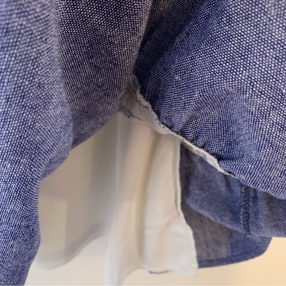 Hummingbird rayon/linen yellow & blue floral tiered boho tunic/dress. Size M - Picture 6 of 9